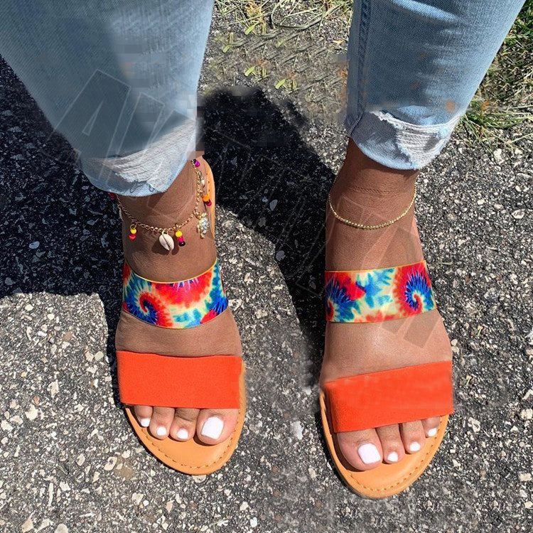 Open Toe Sandals (Orange & Blue)