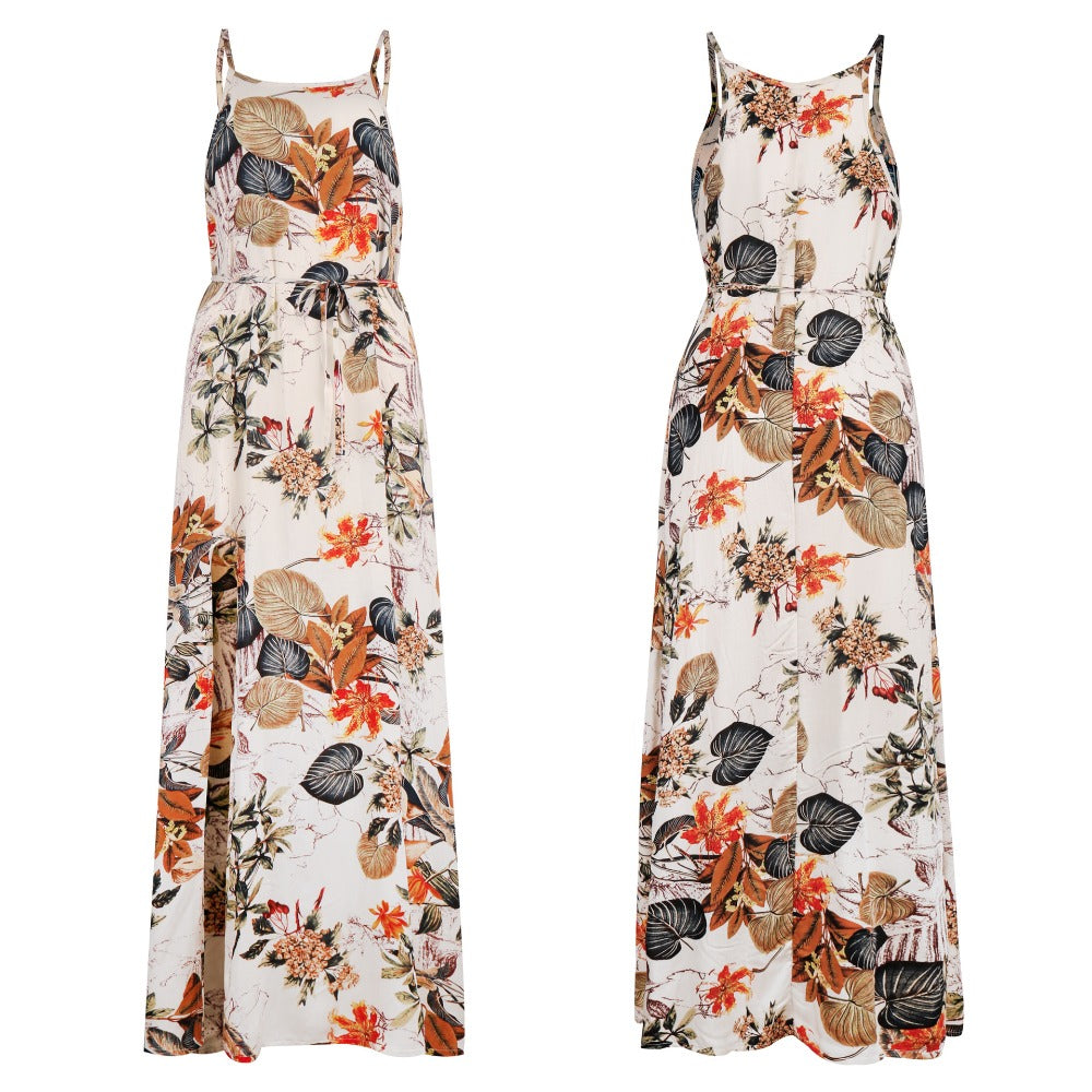 Floral Print Maxi Dress (Apricot) (S-XL)