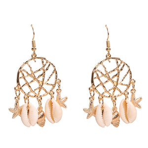 Sea Shell Tassel Drop Earrings