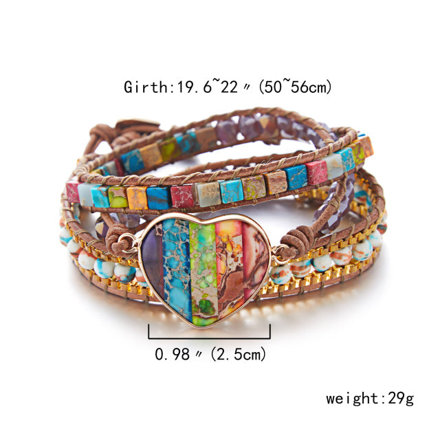 Boho Spiritual Chakra Leather Wrap Bracelets