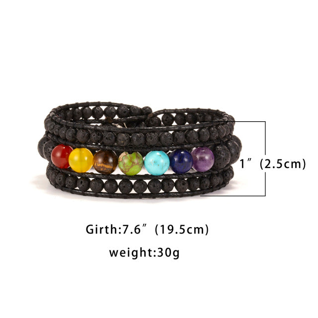 Boho Spiritual Chakra Leather Wrap Bracelets