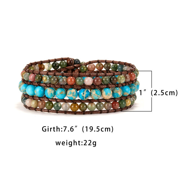 Boho Spiritual Chakra Leather Wrap Bracelets