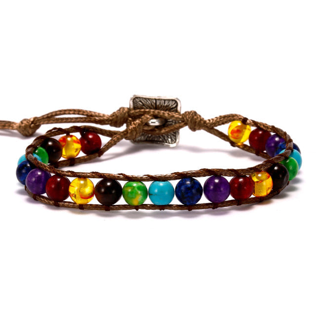 Boho Spiritual Chakra Leather Wrap Bracelets