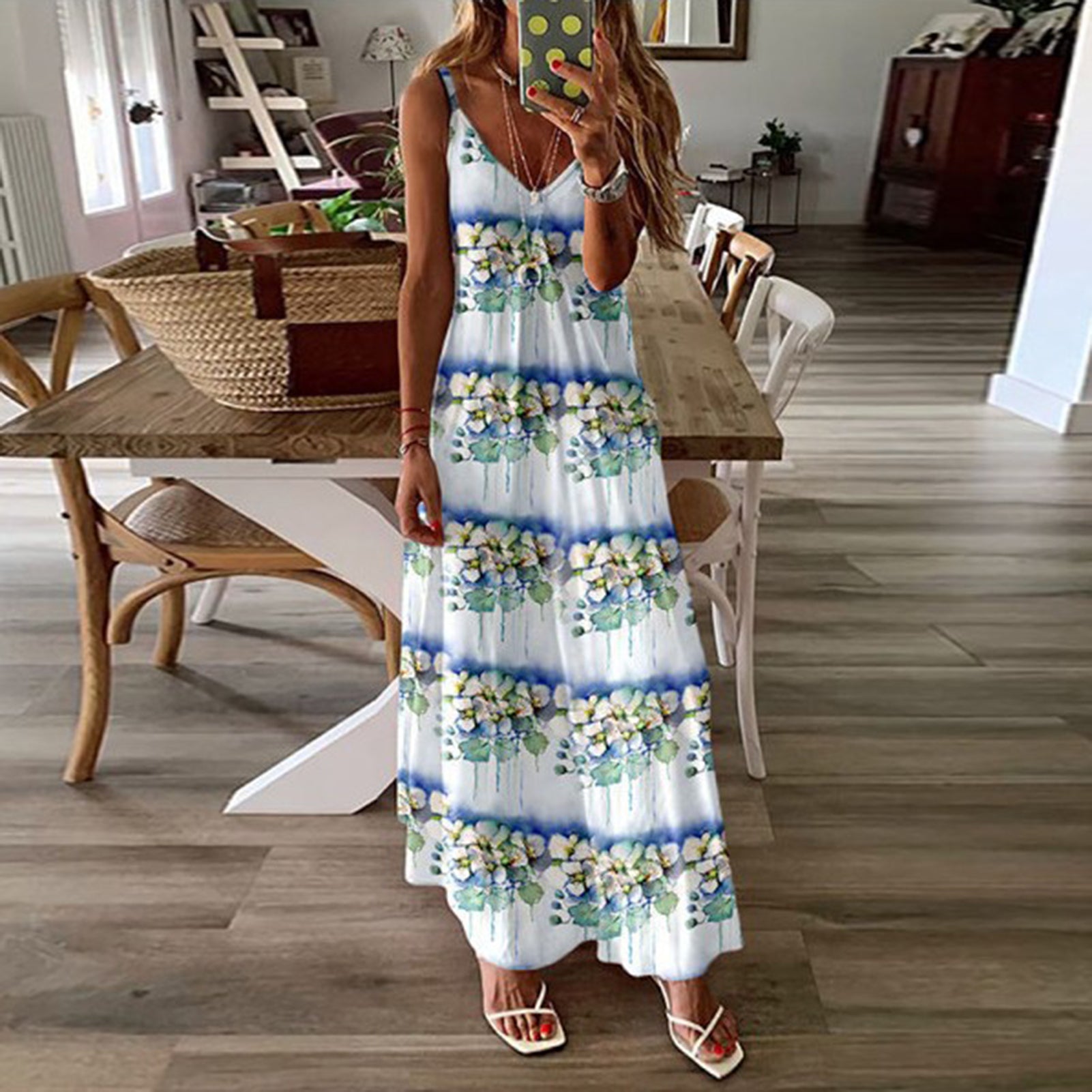 V-Neck Spaghetti Strap Maxi Dress