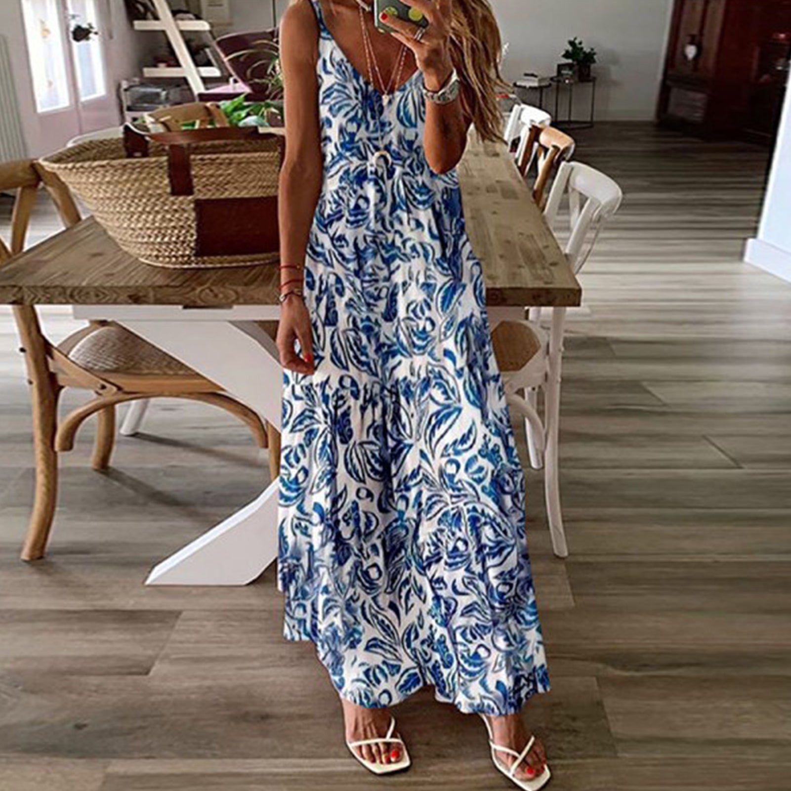 V-Neck Spaghetti Strap Maxi Dress