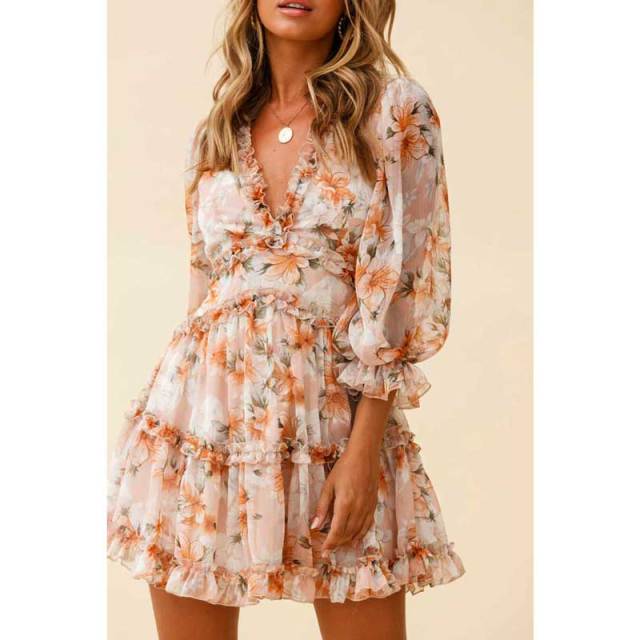 Harlow Floral Print Ruffle Dress