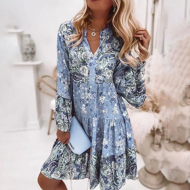 Boho Floral Print Dress in 3 colors