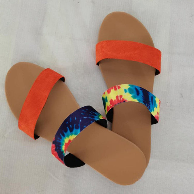 Open Toe Sandals (Orange & Blue)