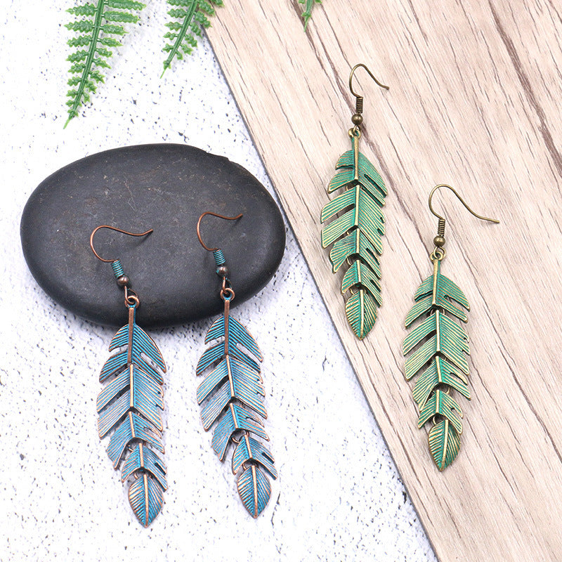 Boho Chic Earrings Leaf Hanging Dangle Drop Hippie Style Earrings