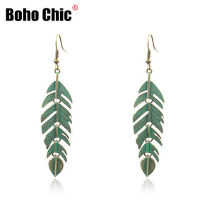 Boho Chic Earrings Leaf Hanging Dangle Drop Hippie Style Earrings