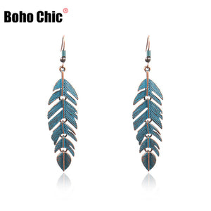 Boho Chic Earrings Leaf Hanging Dangle Drop Hippie Style Earrings