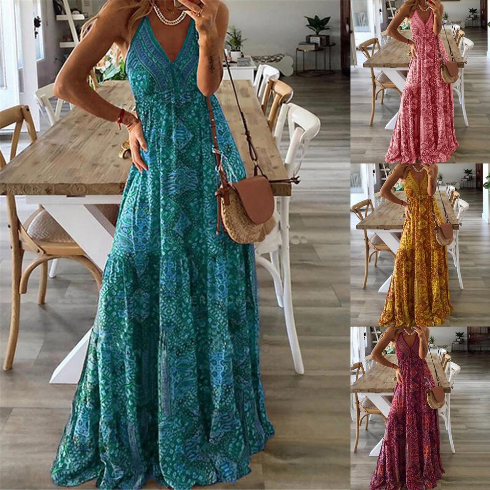 Women Boho Vintage Maxi Dress