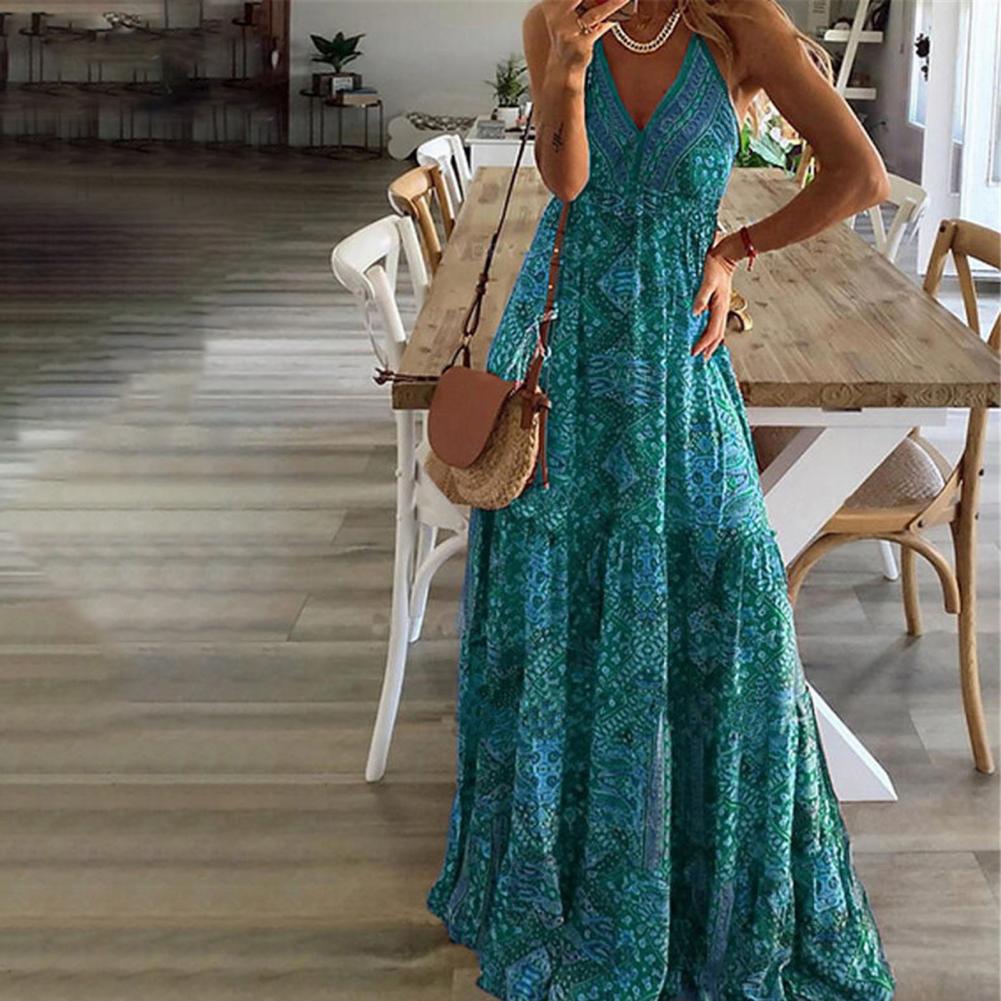 Women Boho Vintage Maxi Dress