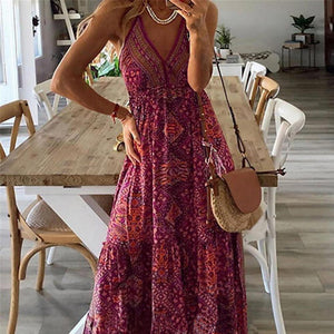 Women Boho Vintage Maxi Dress