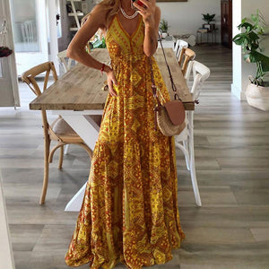 Women Boho Vintage Maxi Dress