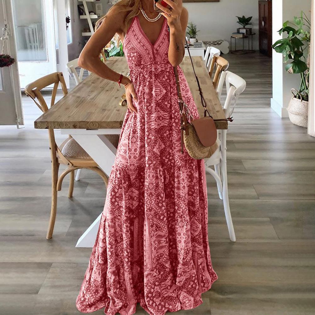 Women Boho Vintage Maxi Dress