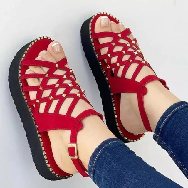 Platform Roman Sandals (Red)